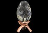 Septarian Dragon Egg Geode - Black Crystals #67778-1
